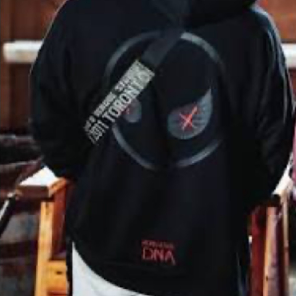 Venque Black Hoodie with Red Stitching